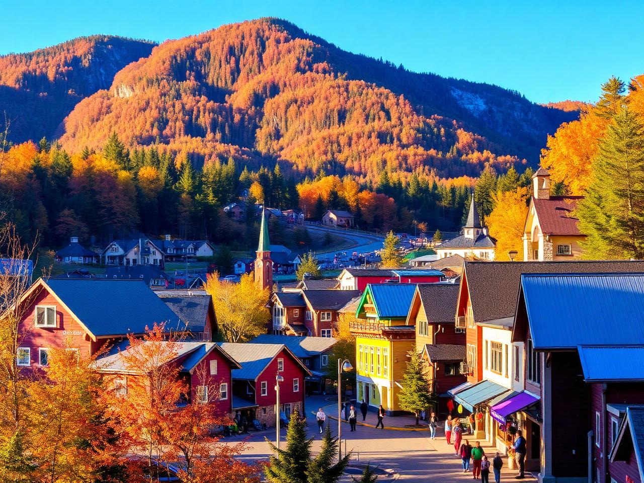 Paysage montagneux et résidentiel de Mont-Tremblant dans les Laurentides