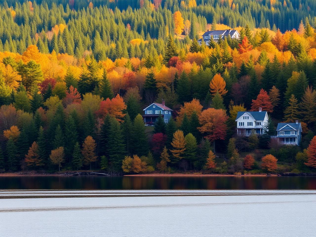 Vue panoramique de Sainte-Adèle, de son noyau villageois et des montagnes des Laurentides